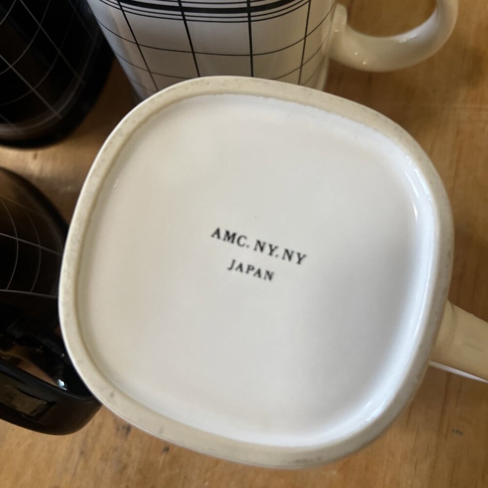 Vintage Takahashi Japan San Francisco Black & White Plaid Mugs Set Of 4 - Picture 8 of 8